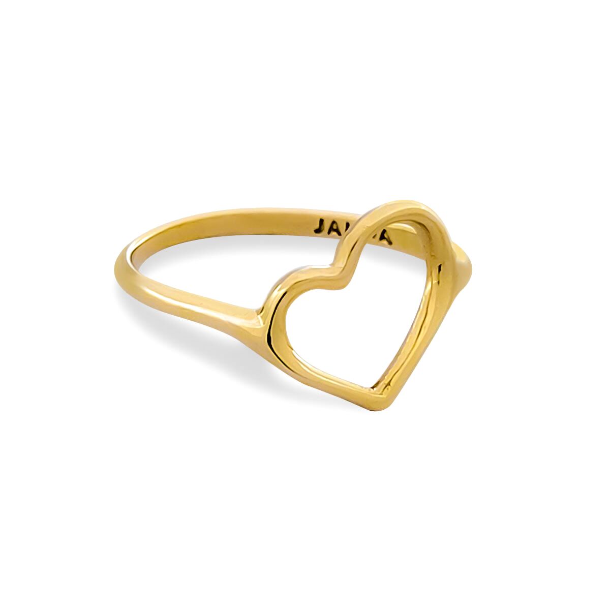 入園入学祝い Heart Gold Yellow 18K Solid Ring Sleek Asymmetric Women for アクセサリー