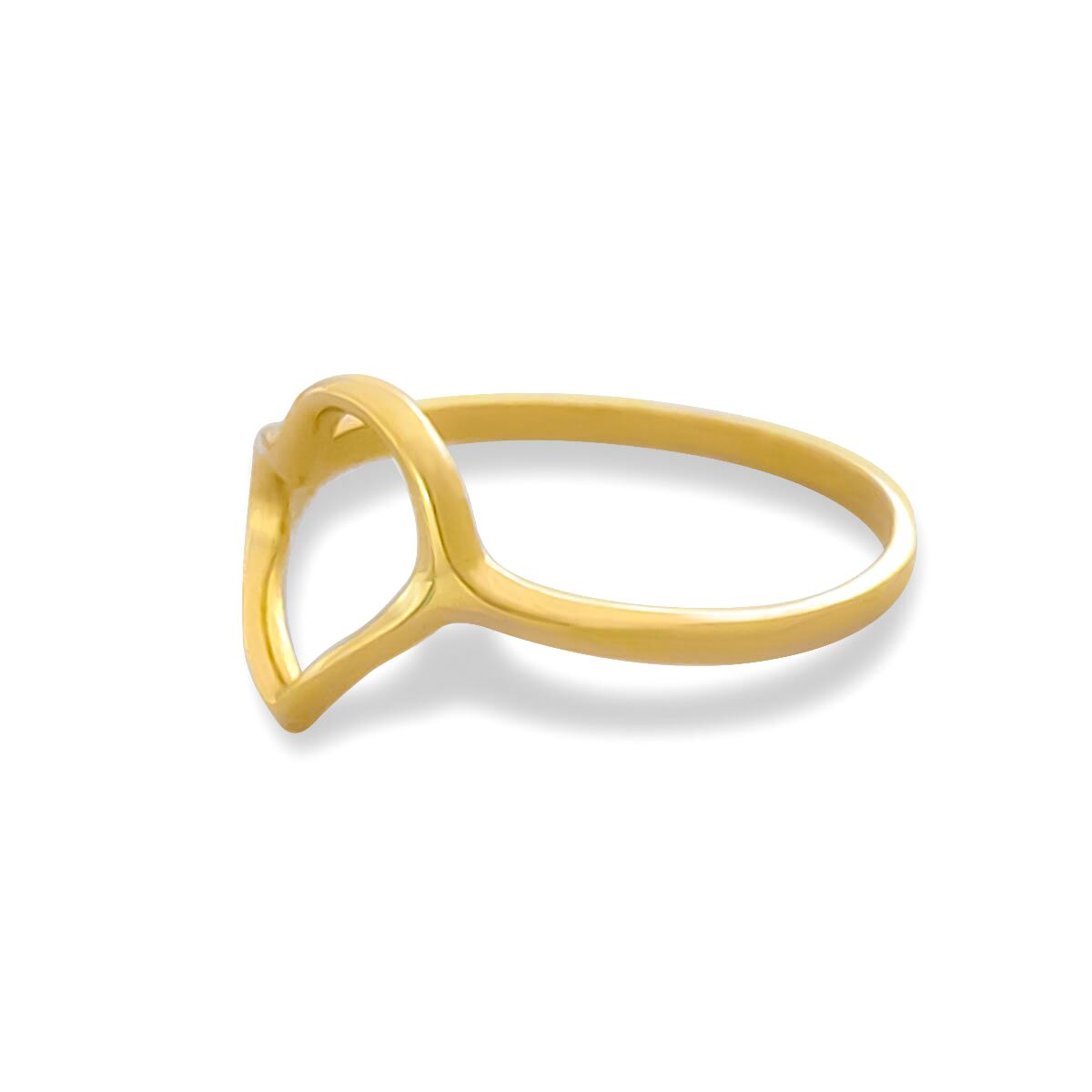 Solid 18K Yellow Gold Heart Ring for Women Asymmetric Sleek