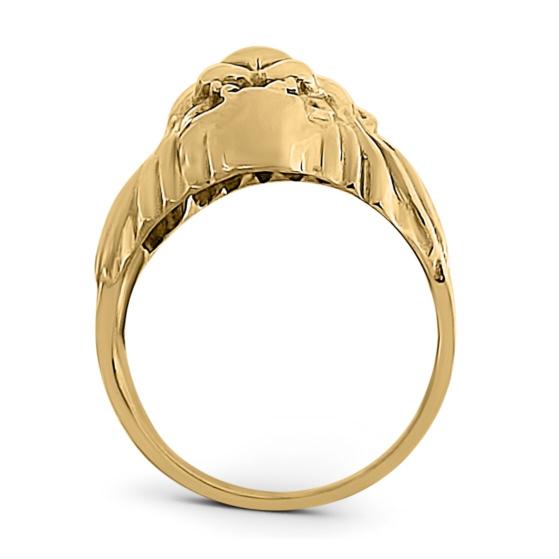 Solid 18K Yellow Gold Mens Lion Ring, Real Gold Classic Lion Ring