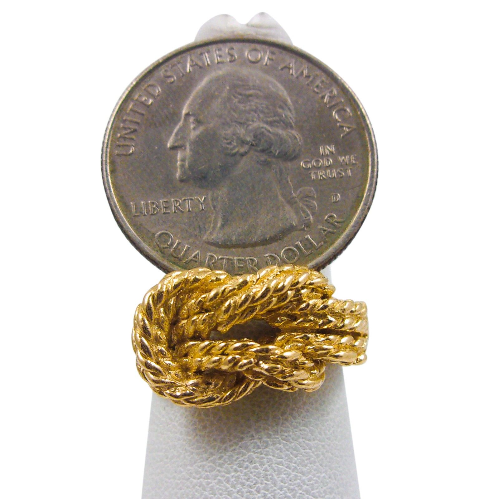 Solid 18K Women's Yellow Gold Ring Love Knot Ring Rope 11mm