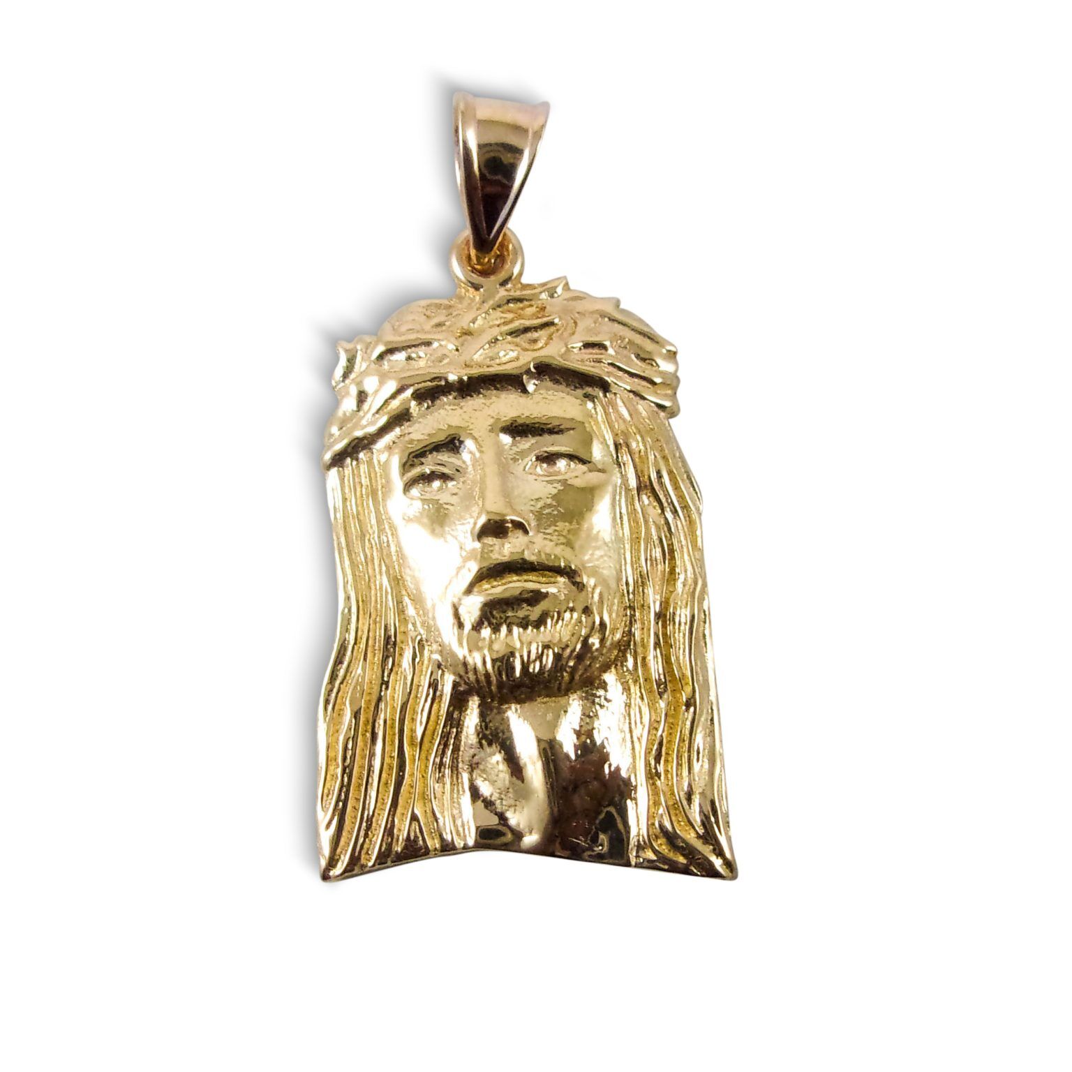 Men's Solid 14k Yellow Gold Jesus Face Pendant | Jahda Company