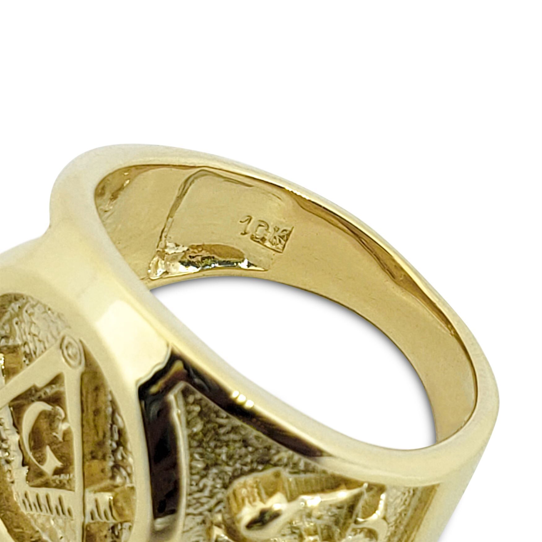 Solid 10K Yellow Gold Freemason Ring Masonic Double Headed
