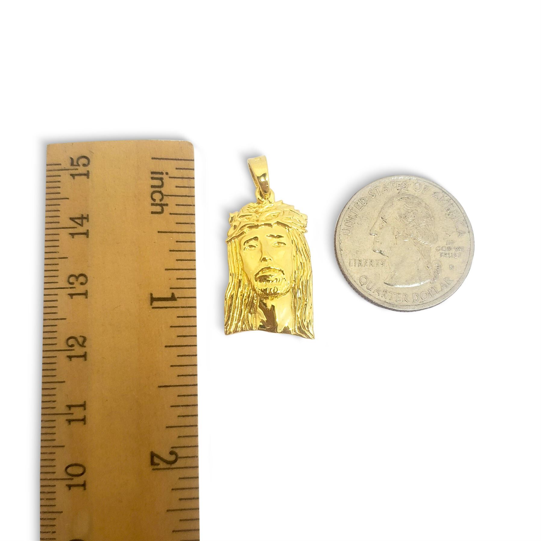 Solid 24K Yellow Gold Jesus Piece Gold Jesus Pendant 4.1g 1