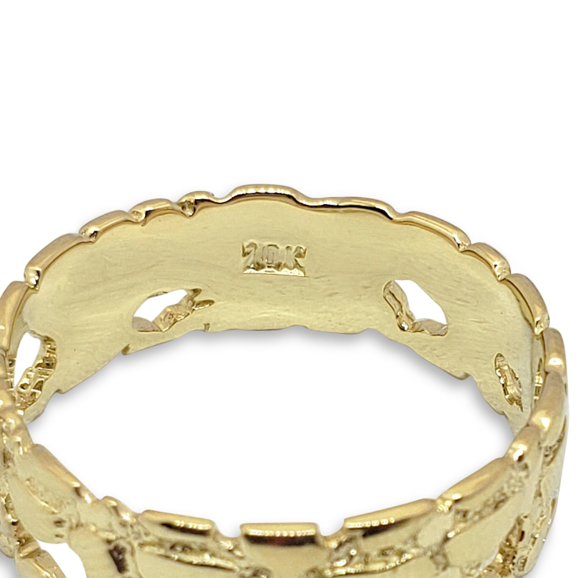 Solid 10K Yellow Gold Nugget Band, 7mm Gold Nugget Ring