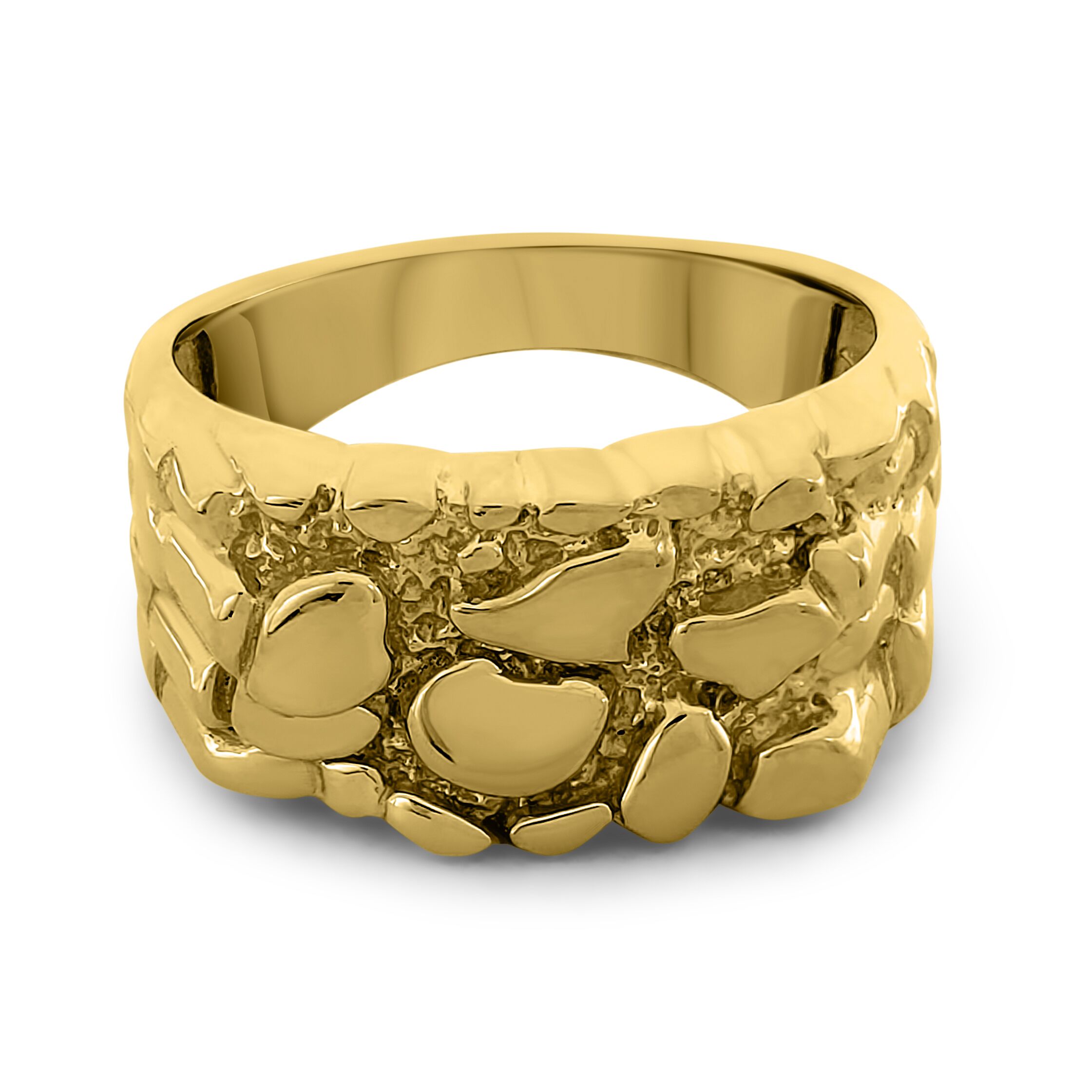 Buy 18K Solid Classic Men Gold Nugget Ring Size 5-15 | Jahda