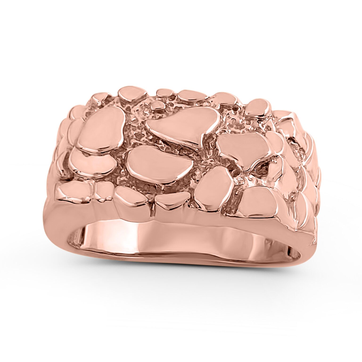 Solid 14K Rose Gold Nugget Ring Gold Nugget Jewelry, Size 5 - 15