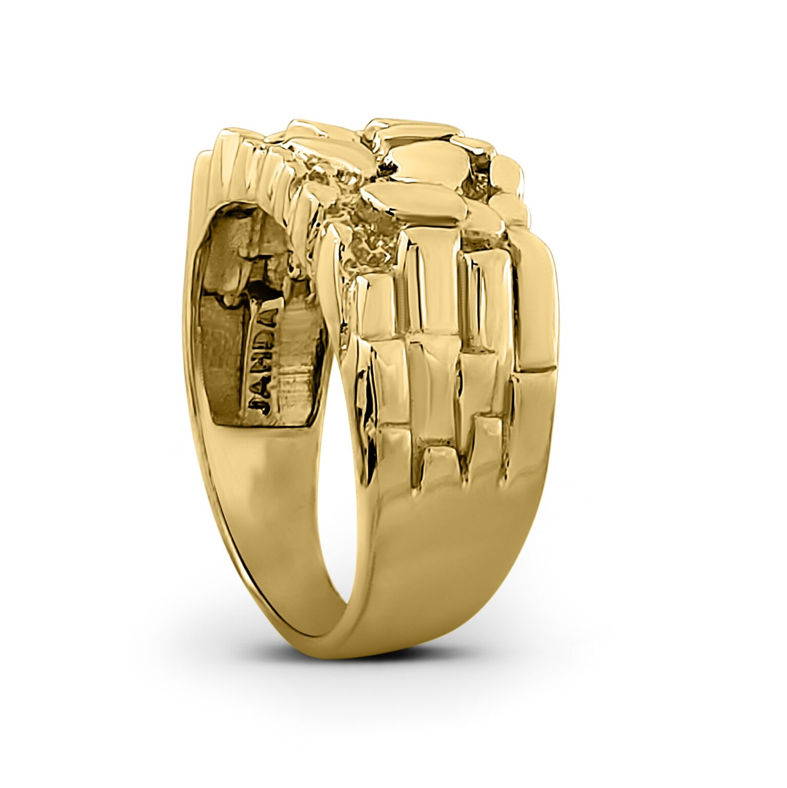 Solid 14K Yellow Gold Classic 11mm Mens Nugget Ring, Size 5 - 15