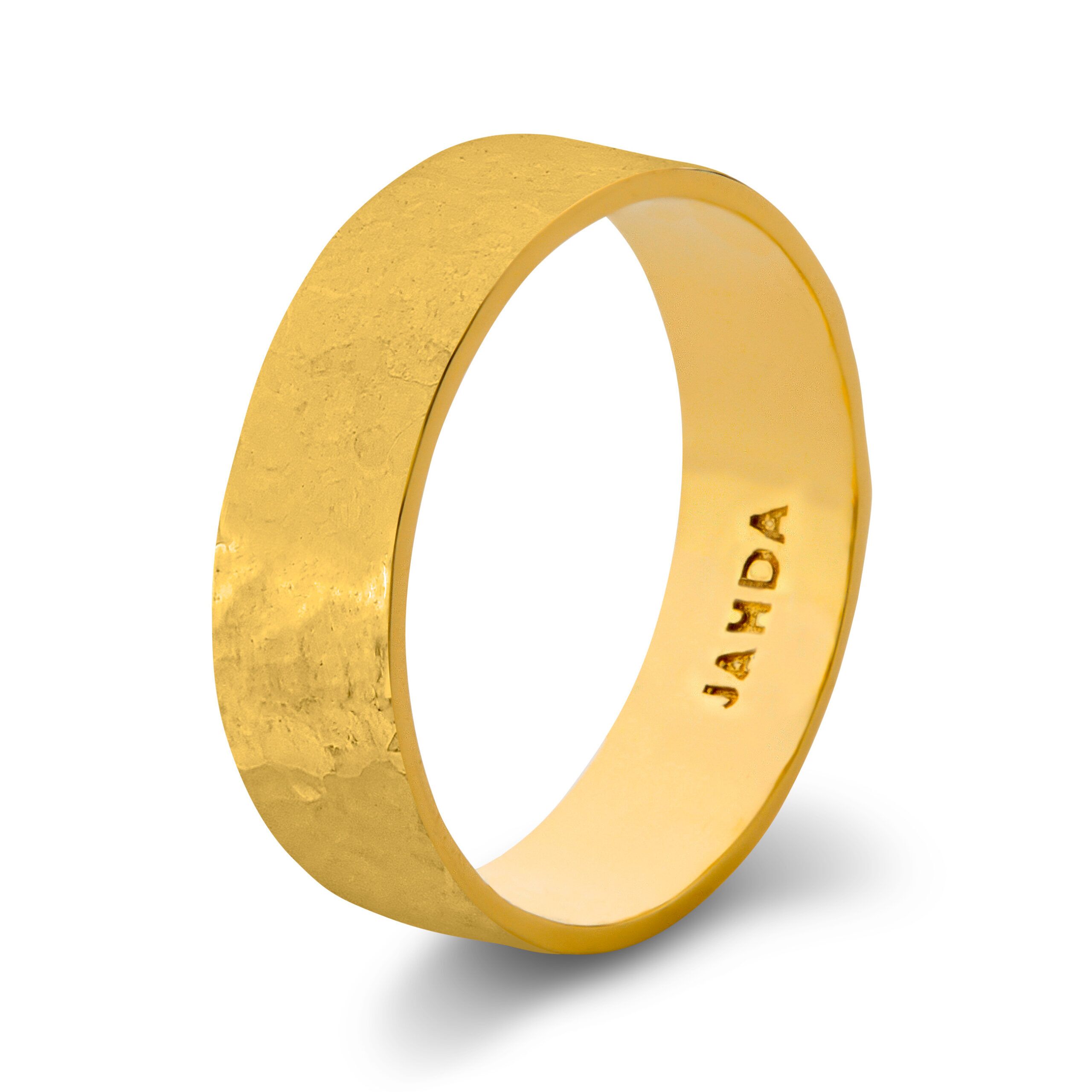 Solid 24K Yellow Gold Hammered Ring 6mm Size 3 - 12 Wide Gold Band