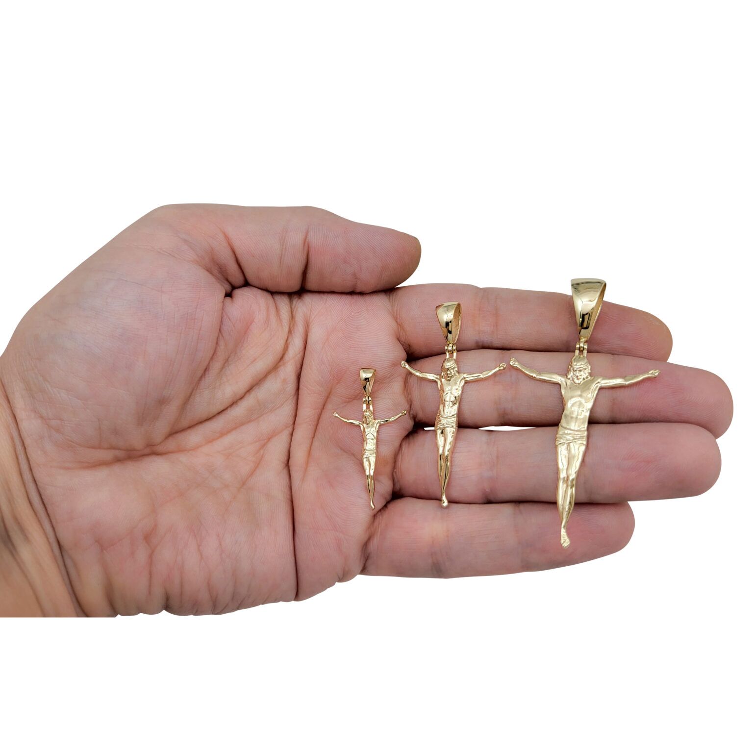 Real 10K Yellow Gold Crucifix Full Body Jesus Crucified without