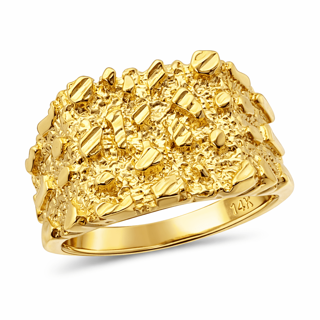 14k Yellow Gold Large Diamond Cut Nugget Ring - Jahda Jewelry Company