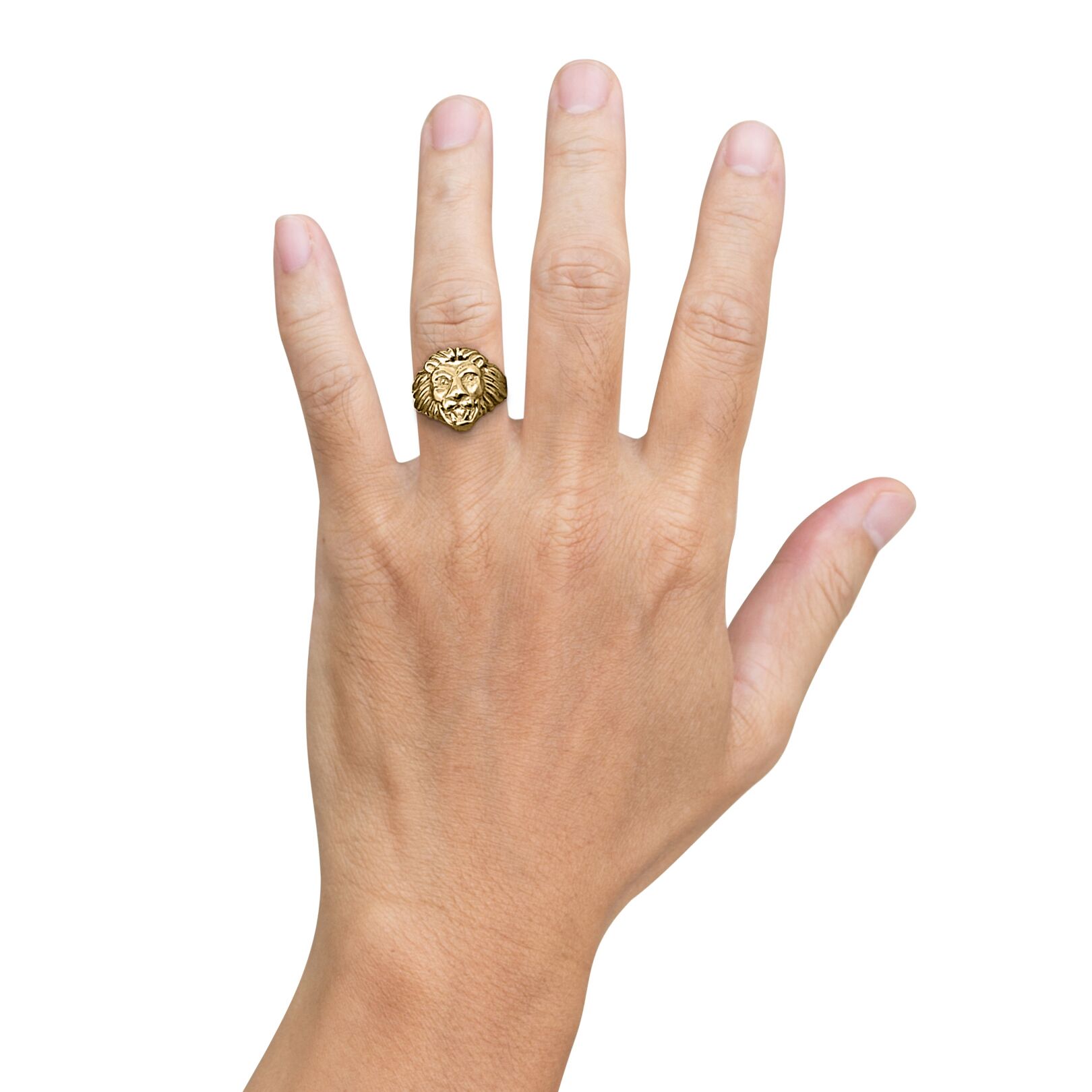 金色のライオンRING 真鍮 Solid 18K Yellow Gold Mens Lion Ring, Real Gold Classic Lion Ring