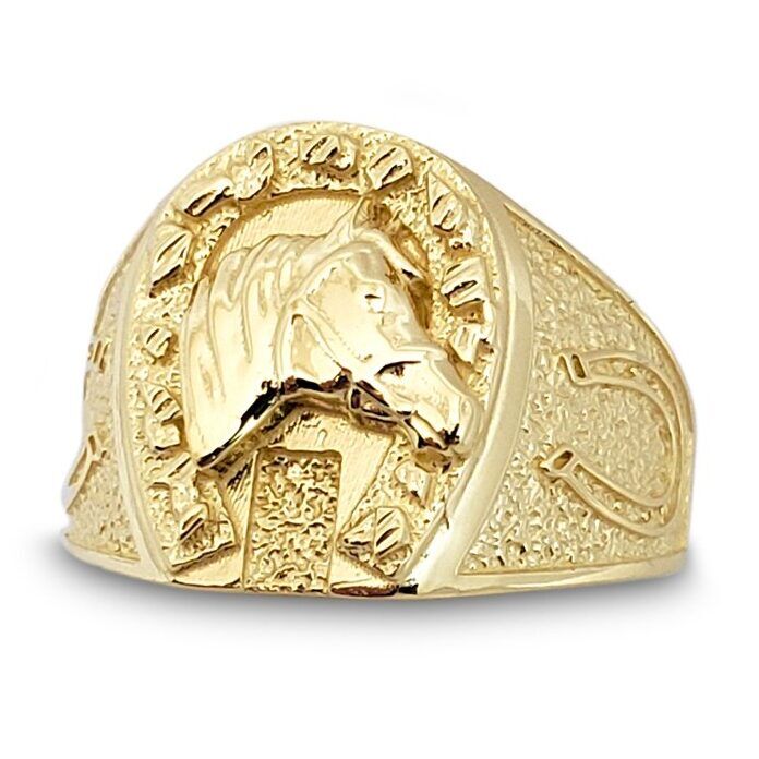 Solid 18K Yellow Gold Men's Horseshoe Ring, Size 5–15|Jahda