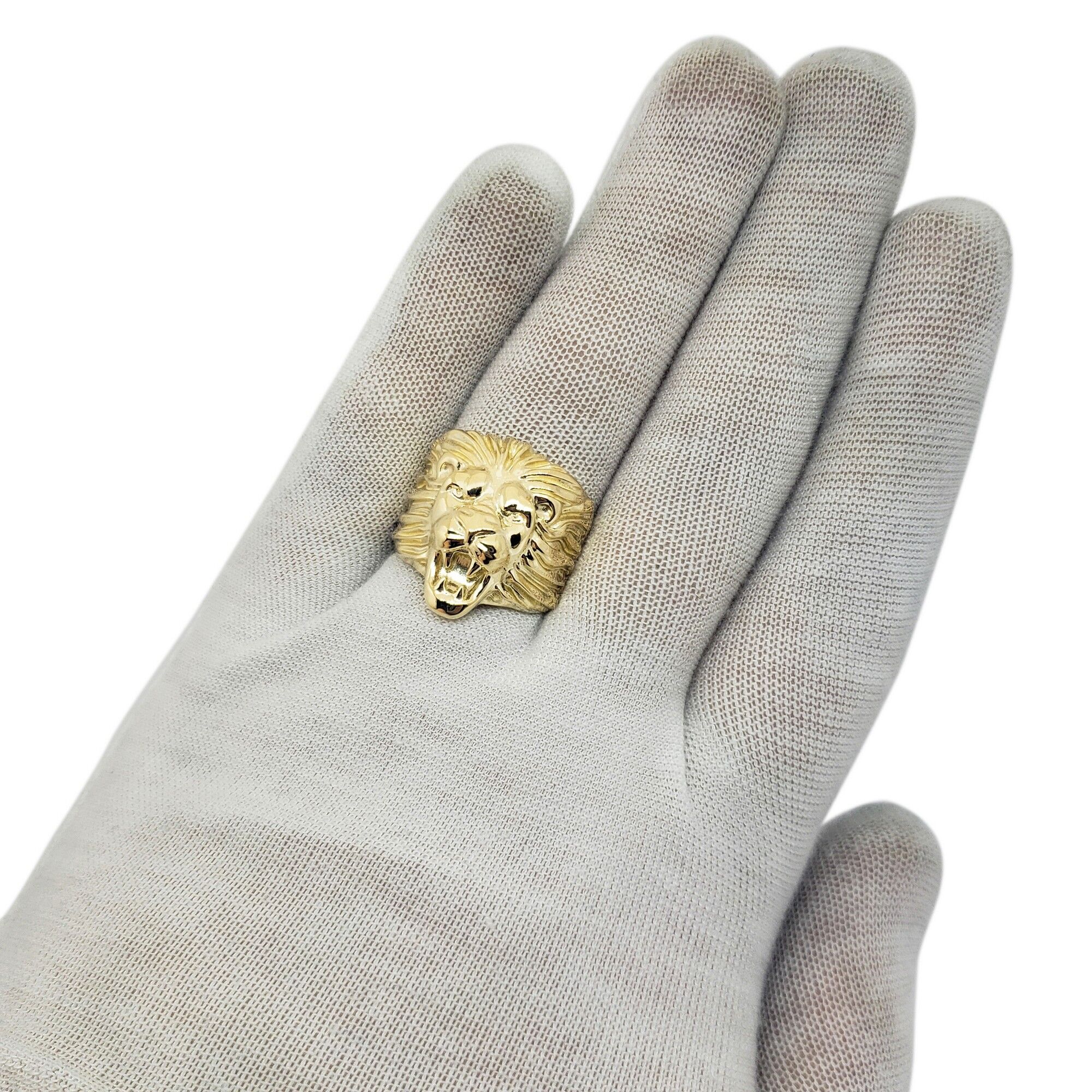 Solid 18K Yellow Gold Mens Lion Ring XXL Heavy Size 5 - 15 - Jahda