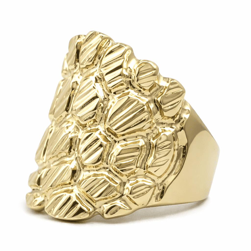 Solid 18K Yellow Gold Mens Lion Ring, Real Gold Classic Lion Ring