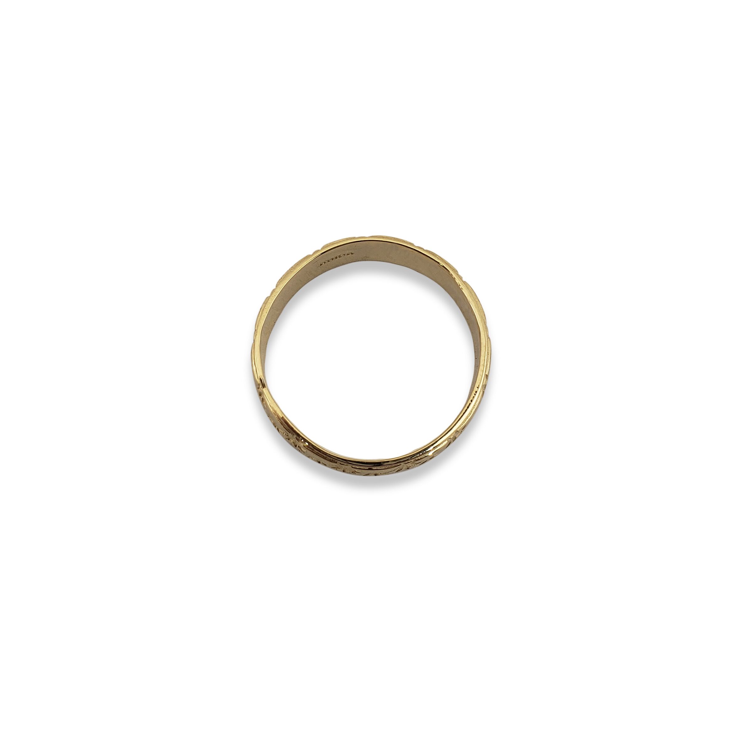 Solid 10K Women's Yellow Gold Etched Ring, 5mm Real Gold Star Ring