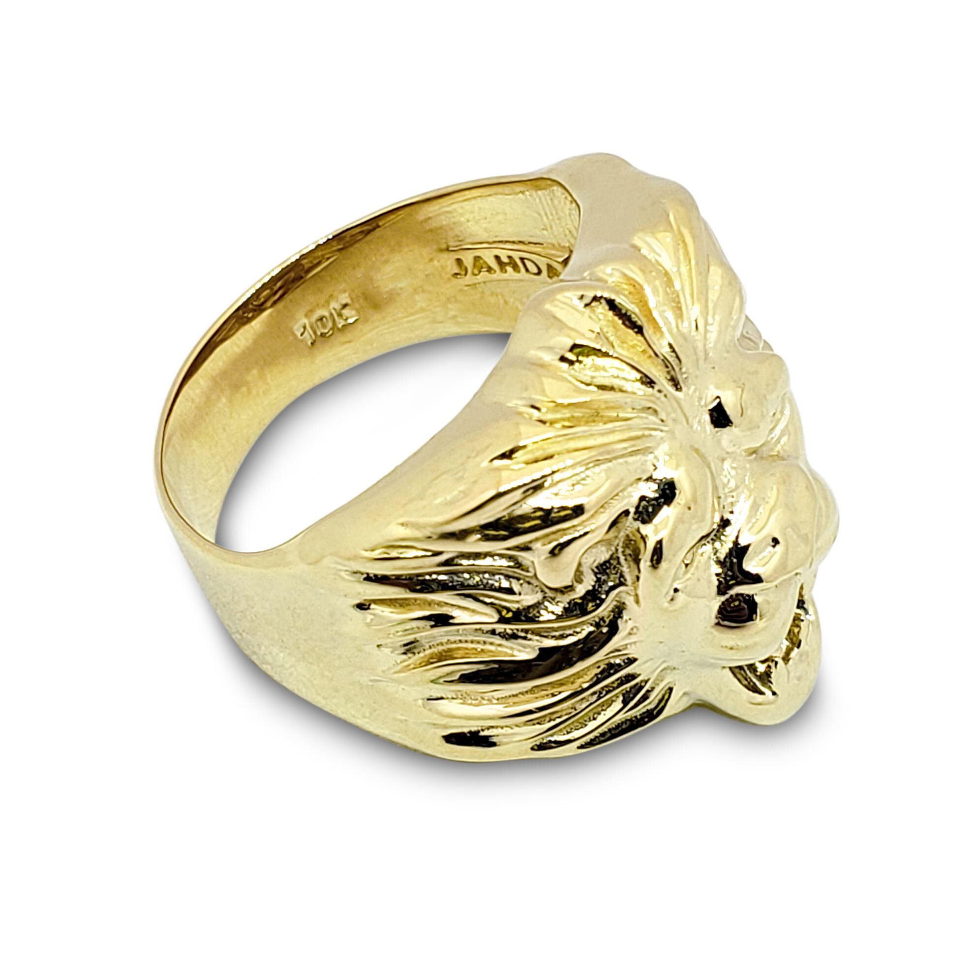 Solid 10K Yellow Gold Mens Lion Ring XXL Heavy Ring Size 5 - 15