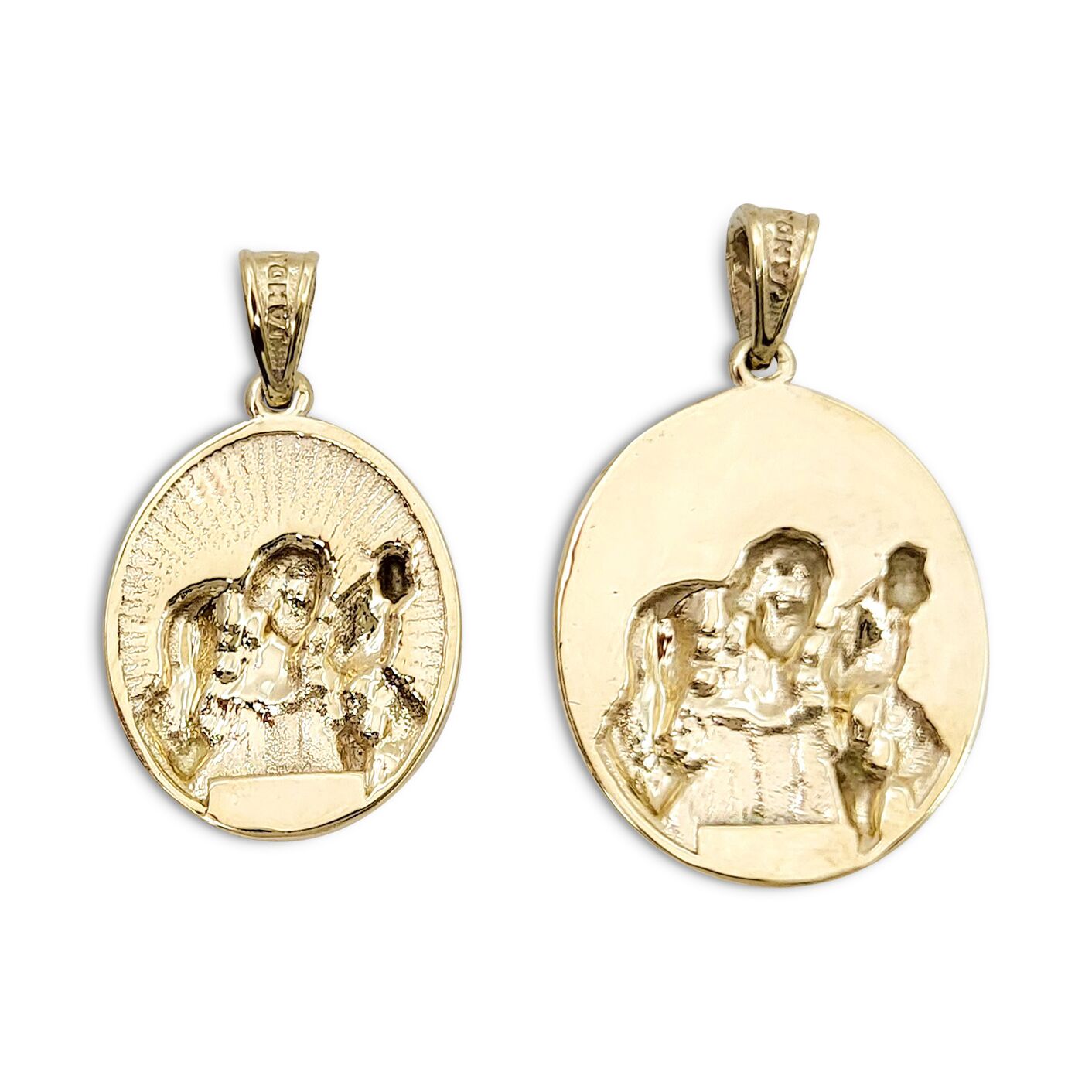 Solid 14K Yellow Gold Jesus Shepherd Pendant, Gold Lamb Of God