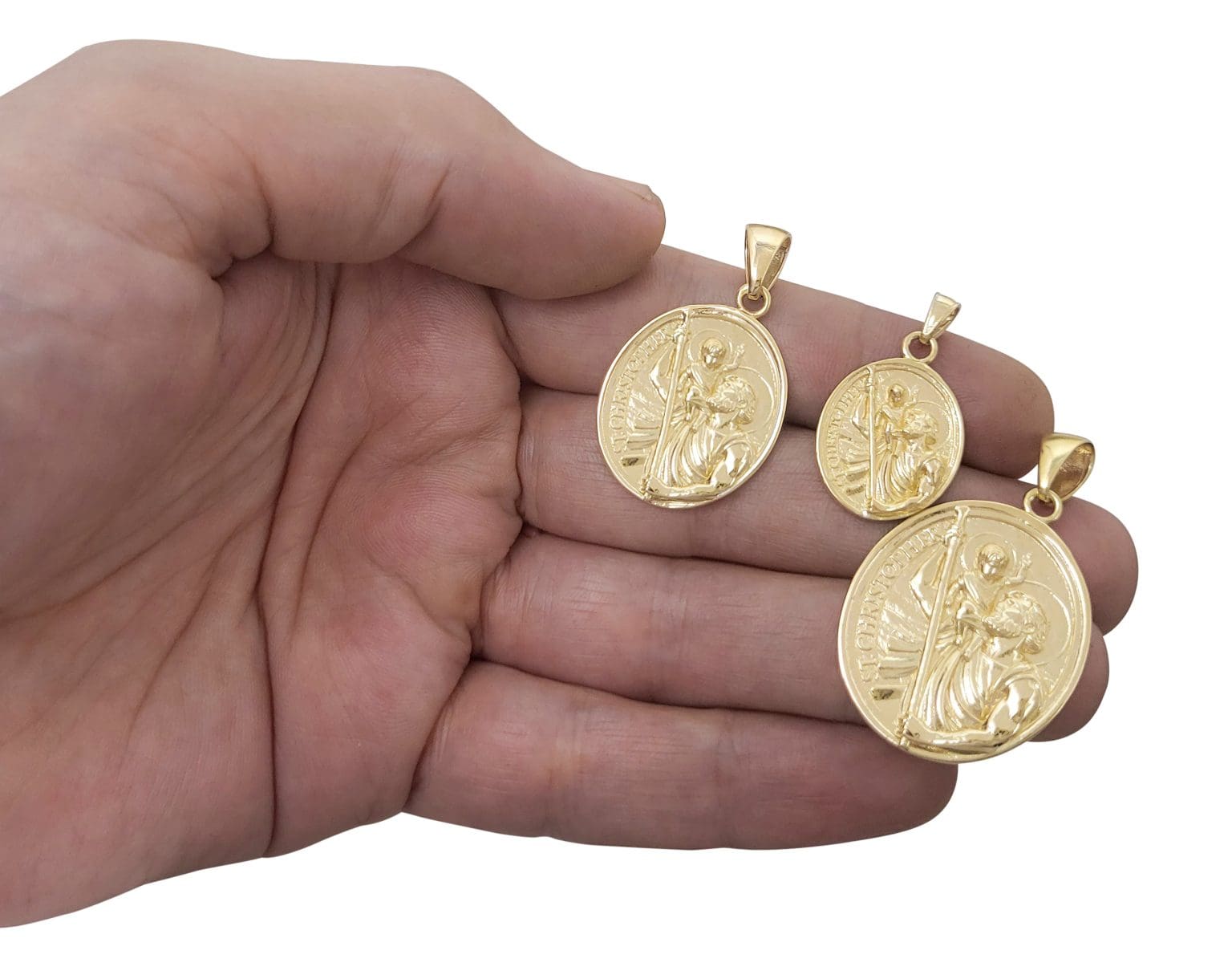 Real 10K Yellow Gold Saint Christopher Pendant, Patron Saint