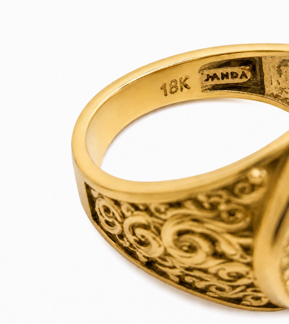 Real 18K Yellow Gold Libra Ring, Zodiac Sign Mens Gold Coin Ring