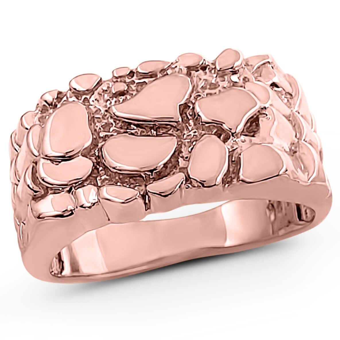 Solid 14K Rose Gold Nugget Ring Gold Nugget Jewelry, Size 5 - 15