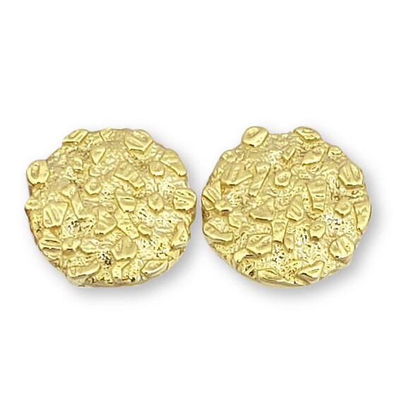 Solid 10K Yellow Gold Round Nugget Earrings, All Sizes (Small, Medium,  Large)